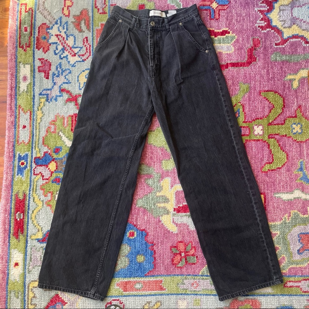 SAYAKA DAVIS New York Tucked Wide Leg Denim in Black XS